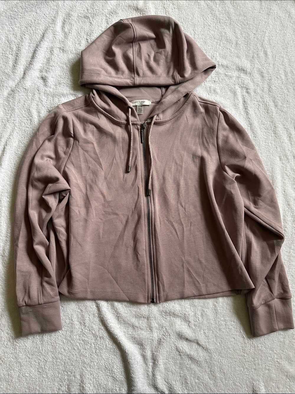Cable & Gauge Juniors Mauve Two-Piece Zip Front Hoodie and Short Set Size S - Picture 2 of 10